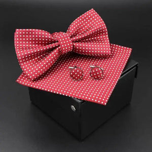 Trendy Tiny Dots Print Bowtie With Pocket Square And Cufflinks Set For Men Retro  Butterfly Party Wedding Bowties Without Box Stylish Ties Gift