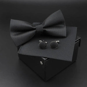 Trendy Tiny Dots Print Bowtie With Pocket Square And Cufflinks Set For Men Retro  Butterfly Party Wedding Bowties Without Box Stylish Ties Gift