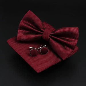 Trendy Tiny Dots Print Bowtie With Pocket Square And Cufflinks Set For Men Retro  Butterfly Party Wedding Bowties Without Box Stylish Ties Gift
