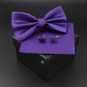 Trendy Tiny Dots Print Bowtie With Pocket Square And Cufflinks Set For Men Retro  Butterfly Party Wedding Bowties Without Box Stylish Ties Gift