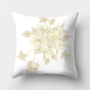 Tropical Leaf Flower Green Yellow Pillowcase Decorative Throw Pillow Case Cushion Cover Gold Stamping Leaves Polyester Cushion Cover Throw Pillow Decorative Cushions Home Decor Pillow Covers