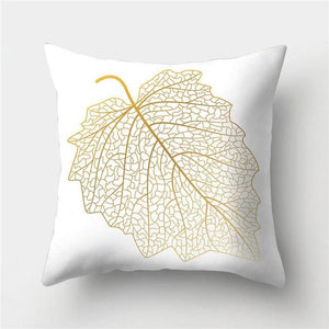 Tropical Leaf Flower Green Yellow Pillowcase Decorative Throw Pillow Case Cushion Cover Gold Stamping Leaves Polyester Cushion Cover Throw Pillow Decorative Cushions Home Decor Pillow Covers