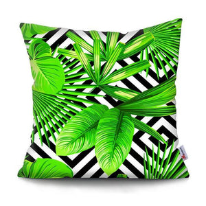Tropical Plants Palm Leaf Pillow Cover Green Leaves Cushion Covers Flower Decorative Pillow Sofa Decorative Throw Pillow Covers Tropical Green Leaves Floor Pillow Cover for Couch Cushion Cover Plant Monstera Leaf 45x45cm