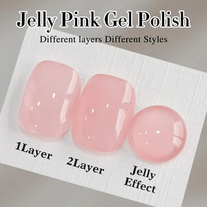 Double Rhythm Translucent Gel Polish Sheer Neutral Natural Light Milky Same Color Same Bottle 15ML Jelly Nail Polish Nail Art DIY at Home (Milky Rose Pink-A1380)