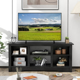 TV Stand for up to 65" Flat Screen TVs with Adjustable Shelves for 18" Electric Fireplace (Not Included)-Black