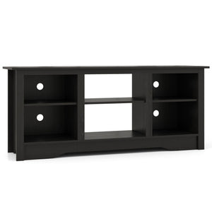 TV Stand for up to 65" Flat Screen TVs with Adjustable Shelves for 18" Electric Fireplace (Not Included)-Black