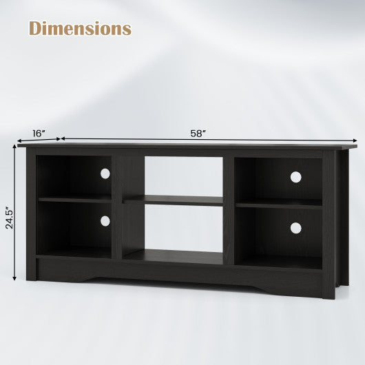 TV Stand for up to 65" Flat Screen TVs with Adjustable Shelves for 18" Electric Fireplace (Not Included)-Black