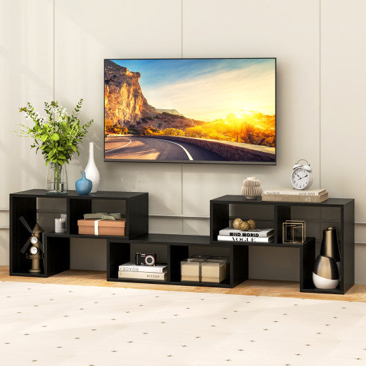 3 Pieces Adjustable TV Stand for TVs up to 65 Inch with Shelves-Mixed Black