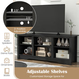 TV Stand for up to 65" Flat Screen TVs with Adjustable Shelves for 18" Electric Fireplace (Not Included)-Black