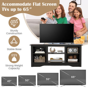 TV Stand for up to 65" Flat Screen TVs with Adjustable Shelves for 18" Electric Fireplace (Not Included)-Black