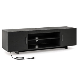 TV Stand with Power Outlet and 2 Cable Holes for 65 Inch TVs-Black