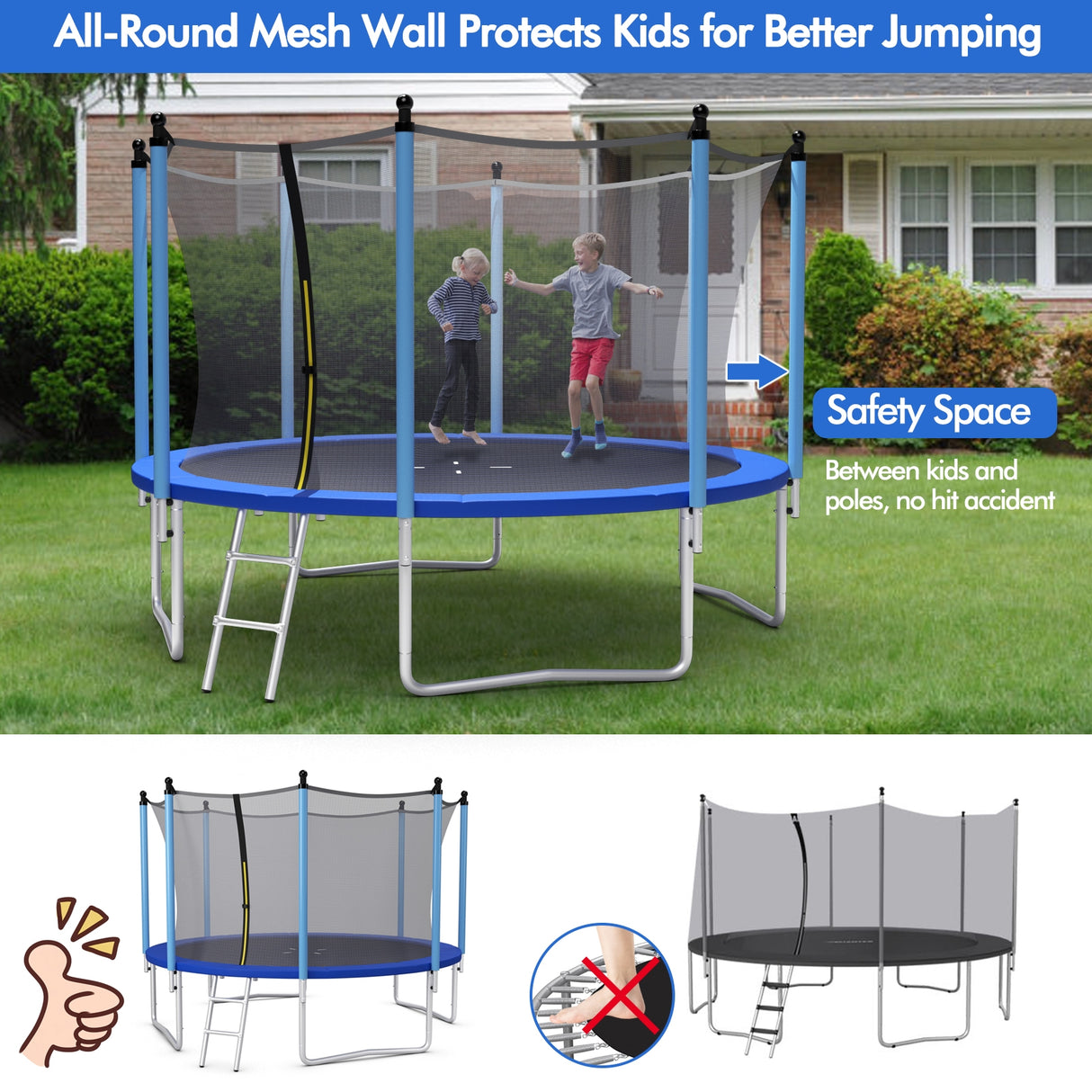 Outdoor Trampoline with Safety Closure Net-15 ft