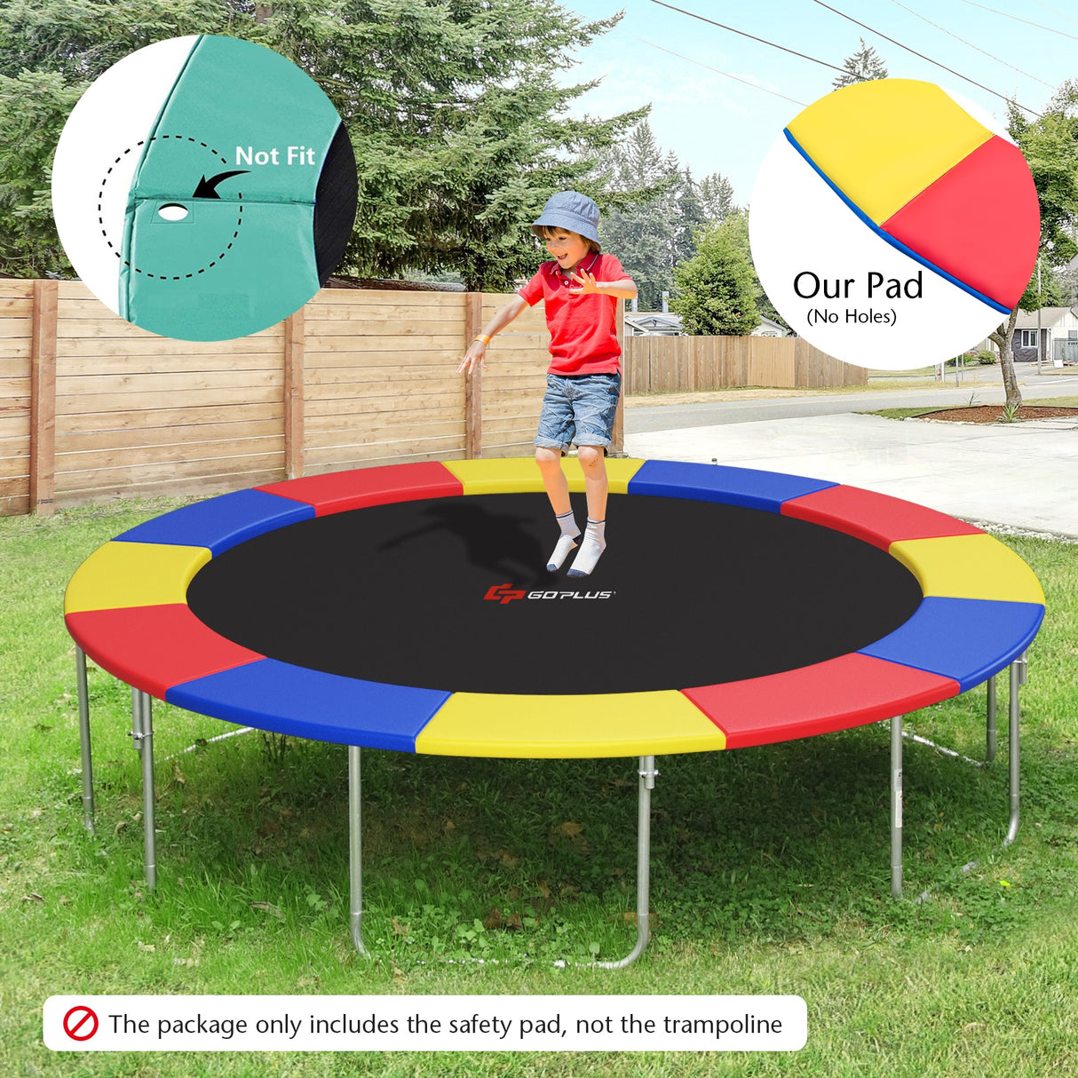 12 Feet Waterproof and Tear-Resistant Universal Trampoline Safety Pad Spring Cover-Blue