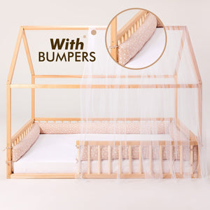 Montessori House Bed for Kids with Fence