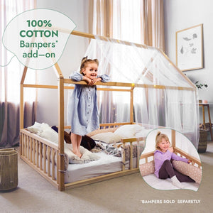 Montessori House Bed for Kids with Fence