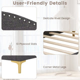 Full/Twin Size Rivet-Tufted Platform Bed with Metal Legs and Wood Slats-Twin Size