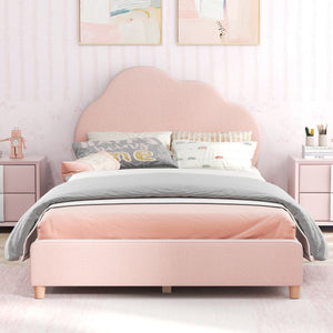 Twin Bed Frame with Height-Adjustable Headboard and Sturdy Wooden Slats-Gradient Pink