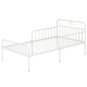 Twin Size Bed Frame with Headboard and Safety Side Guardrails-White