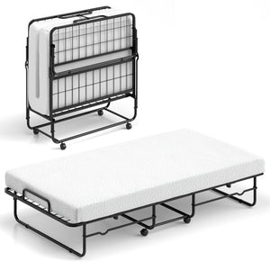 Twin Size Folding Bed with Memory Foam Mattress and Heavy-duty Metal Frame