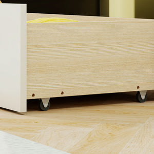 Twin Size House Bed with 2 Storage Drawers and Fence Guardrails-White