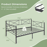 Twin Size Platform Bed with Heavy-duty Metal Slat Support-Black