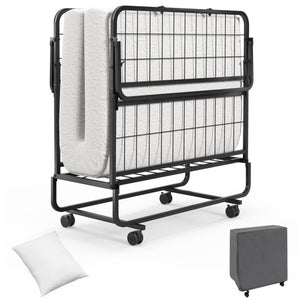 Twin Size Rollaway Guest Folding Bed with Pillow and Cover