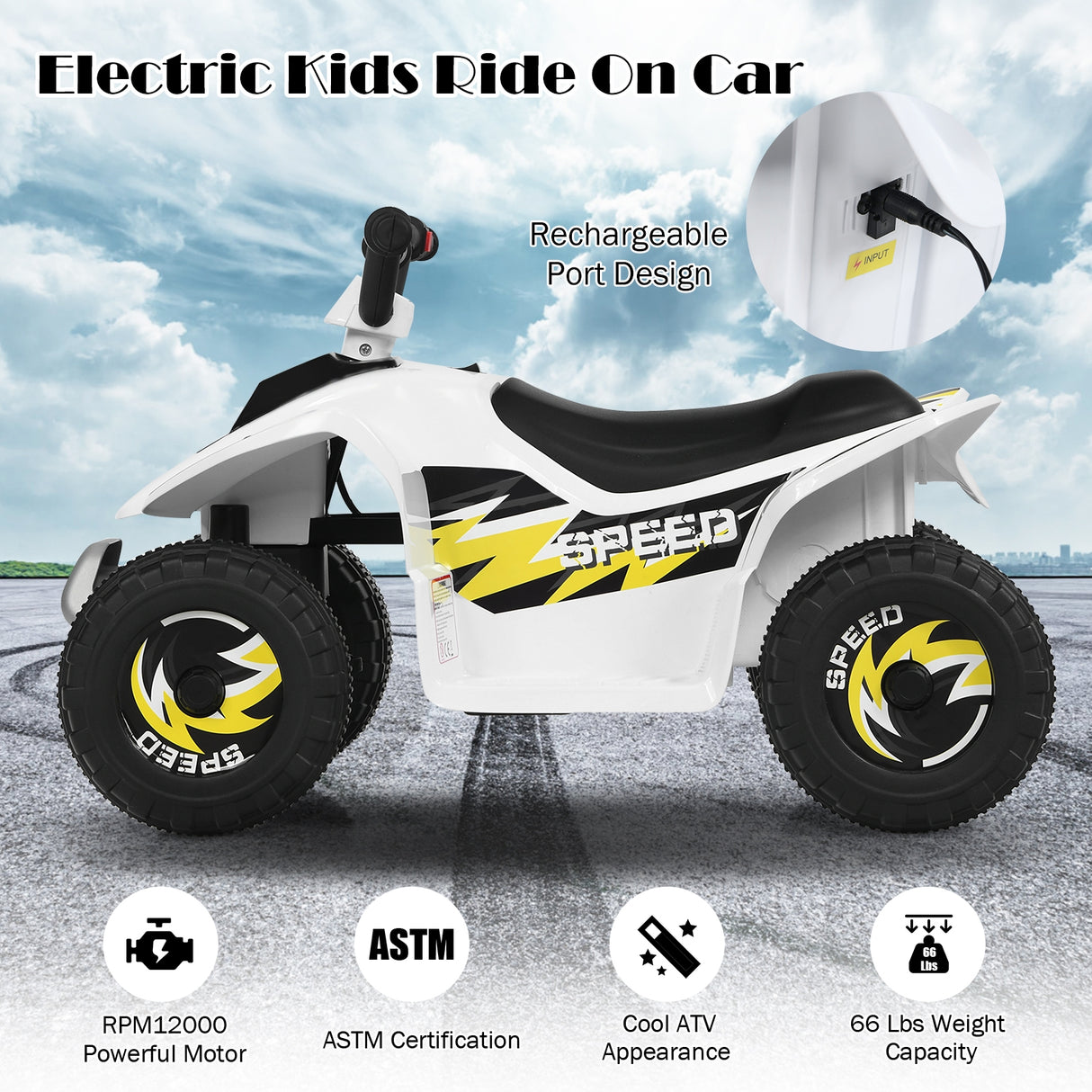 6V Kids Electric ATV 4 Wheels Ride-On Toy -Blue