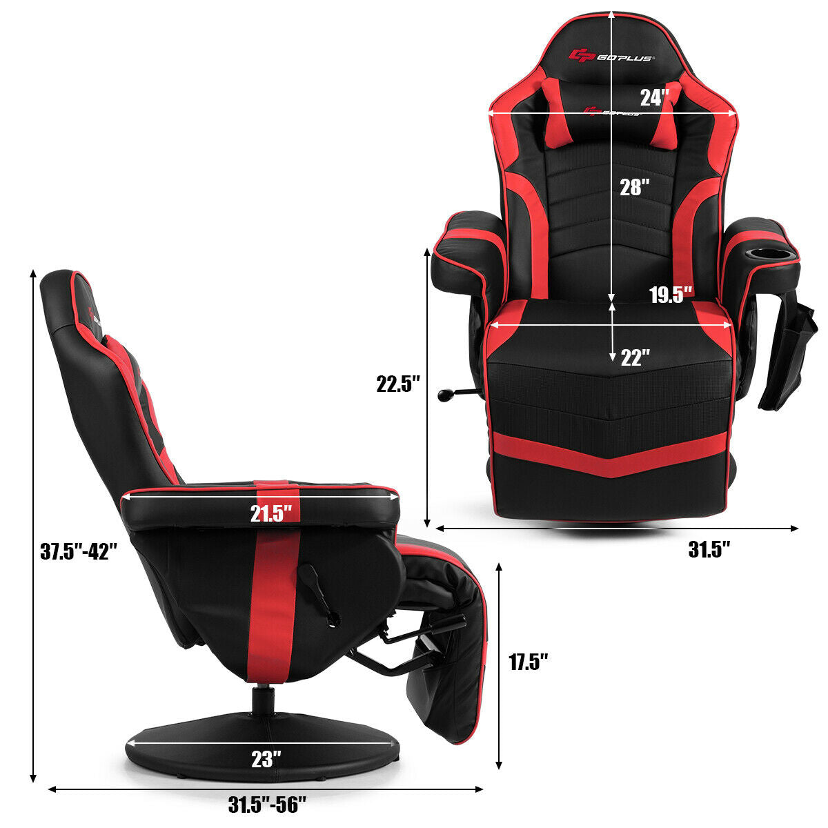 Ergonomic High Back Massage Gaming Chair with Pillow-Blue