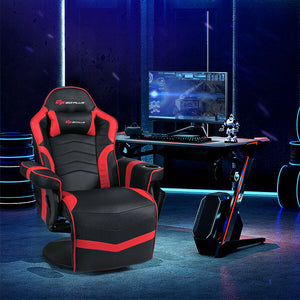Ergonomic High Back Massage Gaming Chair with Pillow-Blue