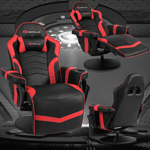 Ergonomic High Back Massage Gaming Chair with Pillow-Blue