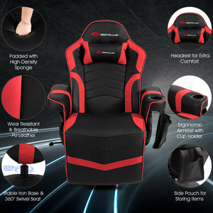 Ergonomic High Back Massage Gaming Chair with Pillow-Blue