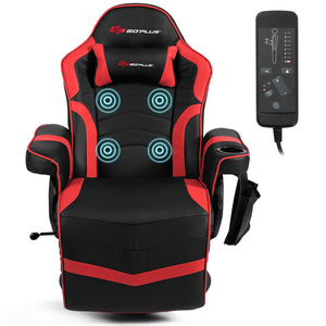 Ergonomic High Back Massage Gaming Chair with Pillow-Blue