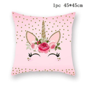 Unicorn Cushion Cover Decor Sofa Cushion Case Bed Pillow Cover Home Party Decoration Unicorn Birthday Decor Pillow Covers Cute Girls Pillow Beautiful Pink Girl Pillow Case