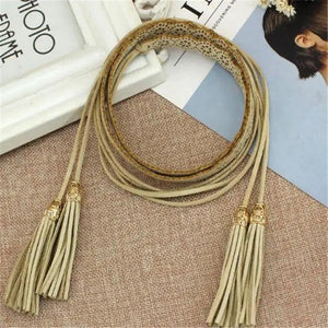 Unique Classic PU Leather Tie Strap Waist Belt For Women Modern Rope Style Design Ladies Waistbands