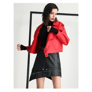 Unique Design Faux Leather Jacket Women Loose Soft Vintage Motorcycle Biker Coat Short Pu Leather Coat Female Punk Autumn Streetwear Outwear