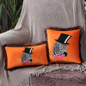 Unique Designed European American Luxury Printed Polyester Cushion Cover Horse printed Lumbar Cover Tassel Edge Modern Throw Pillow Covers Square Decorative Set Cushion Covers For Home Bed Couch Sofa Bench