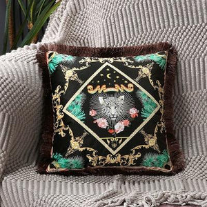 Unique Designed European American Luxury Printed Polyester Cushion Cover Horse printed Lumbar Cover Tassel Edge Modern Throw Pillow Covers Square Decorative Set Cushion Covers For Home Bed Couch Sofa Bench
