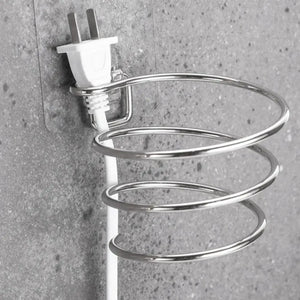Unique Designed Hair Dryer Holder Blower Organizer Adhesive Wall Mounted Nail Free No Drilling Stainless Steel Stand Tool For Bathroom Bedroom