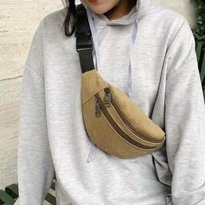 Unisex Casual Canvas Waist Bag Functional Comfortable Waist Bag Classic Waterproof Cross Body Traveling Bag