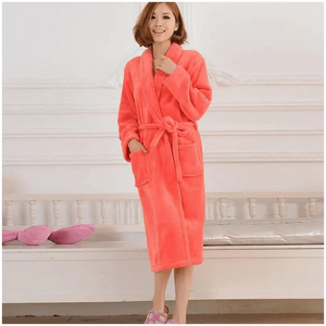 Unisex Comfortable Fleece Soft Bathrobes Elegant Sleepwear For Men And Women Winter Indoor Warm Bathrobe
