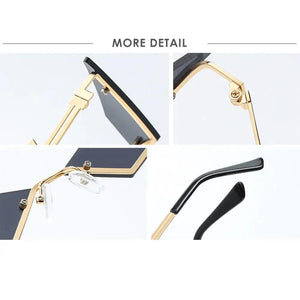 Unisex Elegant Diamond Shape Rimless Sunglasses Vintage Sun Glasses Cute Designs Excellent Gift For Summer