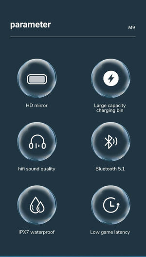 Unisex Lightweight Wireless Headphones Bluetooth 5.1 Headphones Waterproof Sport Earphone Headset Bluetooth Earpiece Sports Headphones Wireless Wearable Music Player Sweatproof Workout Portable Headphones LED Smart Screen Display Design