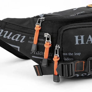 Unisex Stylish Multiple Pockets Fanny Pack Men Waist Packs Travel Adjustable Waist Band Outdoor Portable Modern Fanny Bag