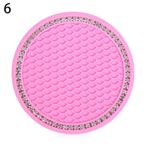 Universal Vehicle Bling Cup Holder Bling Glitter Acrylic Diamond Car Coaster PVC Travel Auto Cup Mats Insert Coaster Anti Slip Crystal Vehicle Bling Car Coasters Pink PVC Travel Auto Cup Holder Insert Coaster Anti Slip Crystal Vehicle Interior Accessories