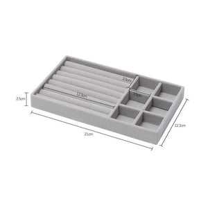 Upgrade Velvet Jewelry Storage Box Necklace Stackable Display Tray Bracelet Earring Organizers Handicrafts Drawer Box Grey Stackable Jewelry Inserts Compartments Velvet Display Storage Box for Necklace