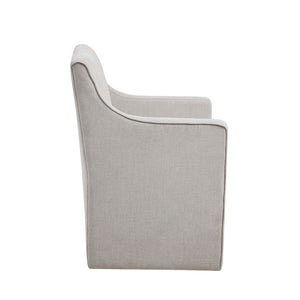 Upholstered Dining Chair with Casters and Padded Arms