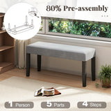 End of Bed Bench with Padded Seat and Solid Wood Legs-Gray
