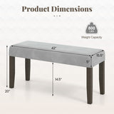 End of Bed Bench with Padded Seat and Solid Wood Legs-Gray
