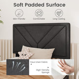 Upholstered Platform Bed with Tufted Headboard and Wooden Slats-Twin Size