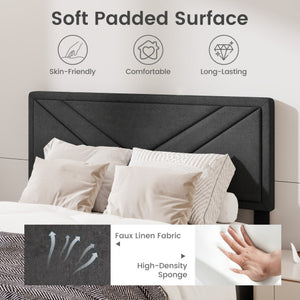 Upholstered Platform Bed with Tufted Headboard and Wooden Slats-Full Size